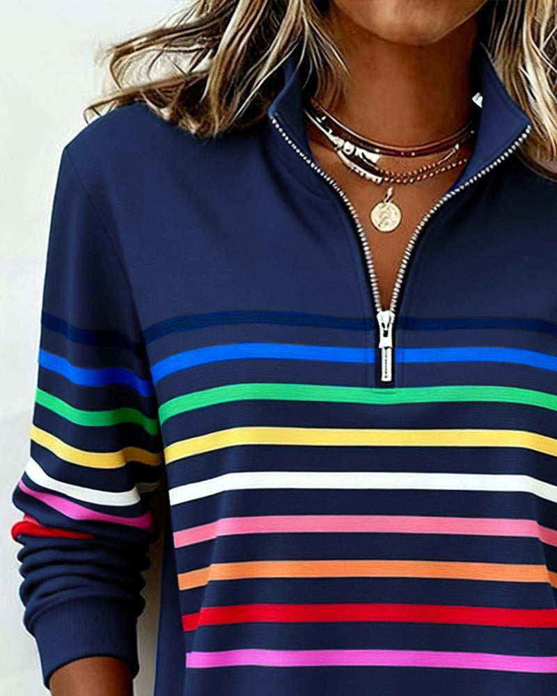 Nicola | Women's Striped Half-Zip Sweatshirt