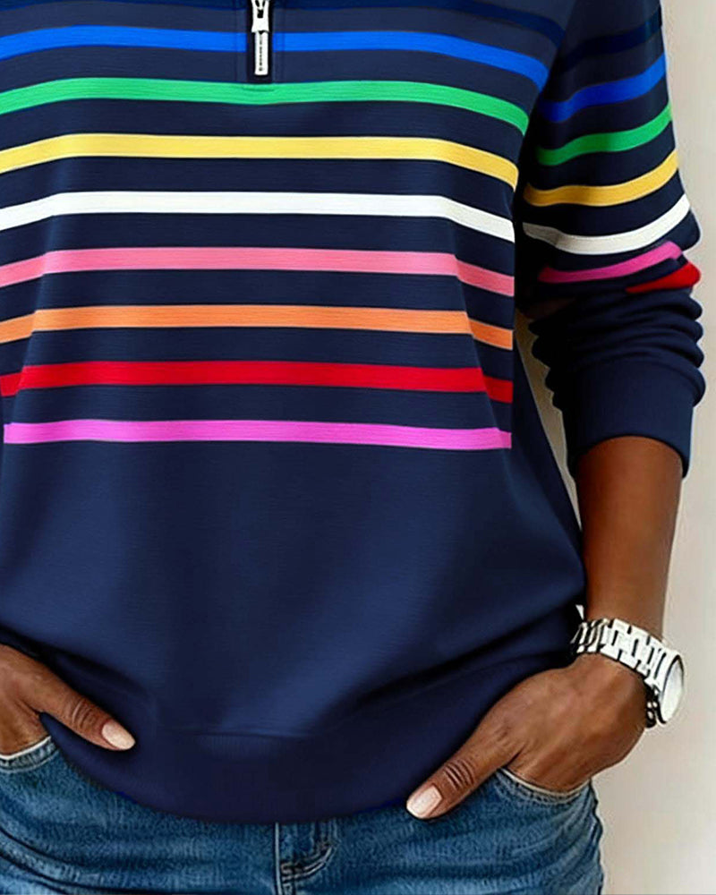 Nicola | Women's Striped Half-Zip Sweatshirt