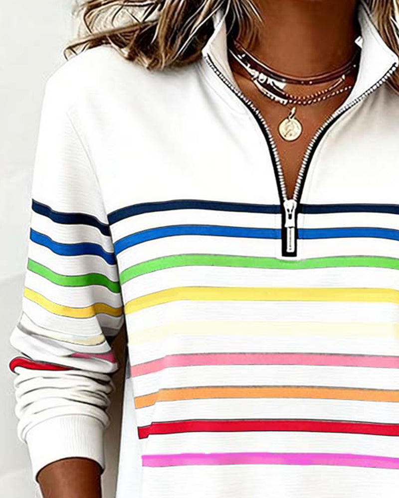 Nicola | Women's Striped Half-Zip Sweatshirt