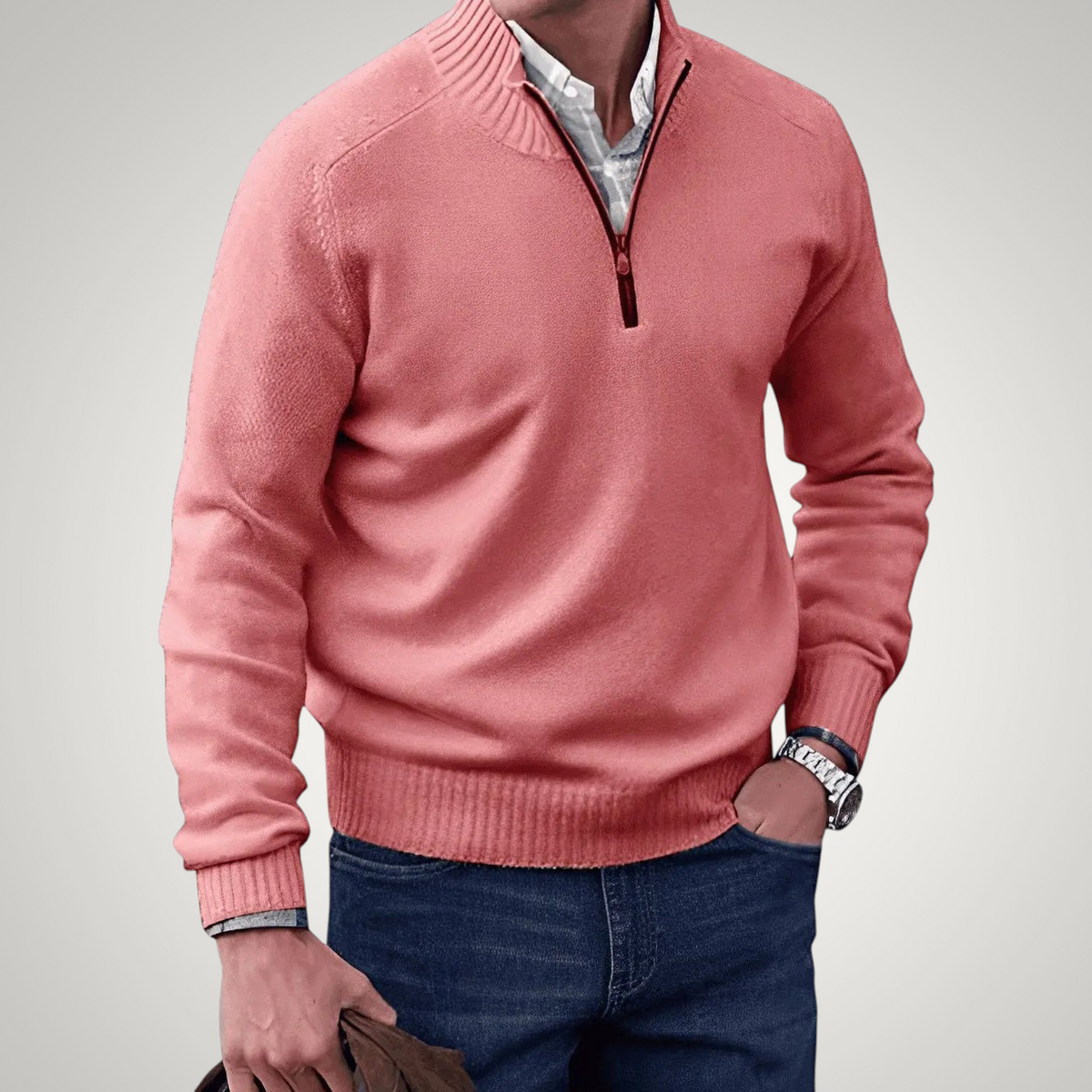 Norman | Men's Ribbed Collar Quarter-Zip Jumper