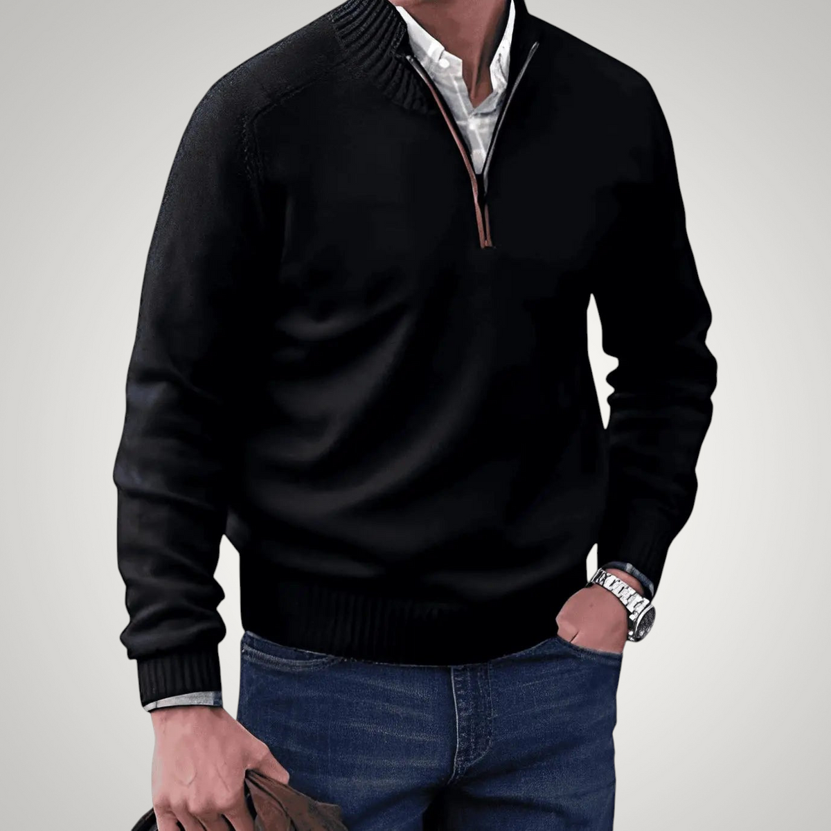 Norman | Men's Ribbed Collar Quarter-Zip Jumper