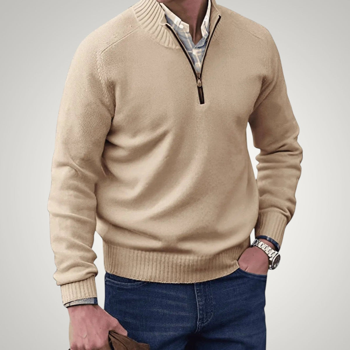 Norman | Men's Ribbed Collar Quarter-Zip Jumper