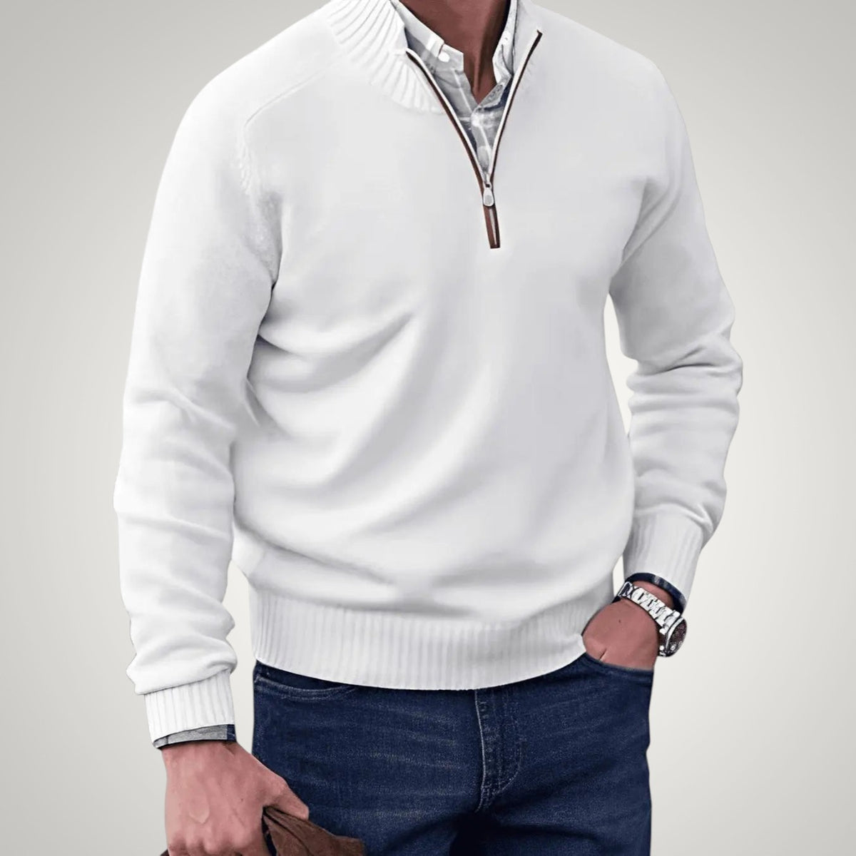 Norman | Men's Ribbed Collar Quarter-Zip Jumper