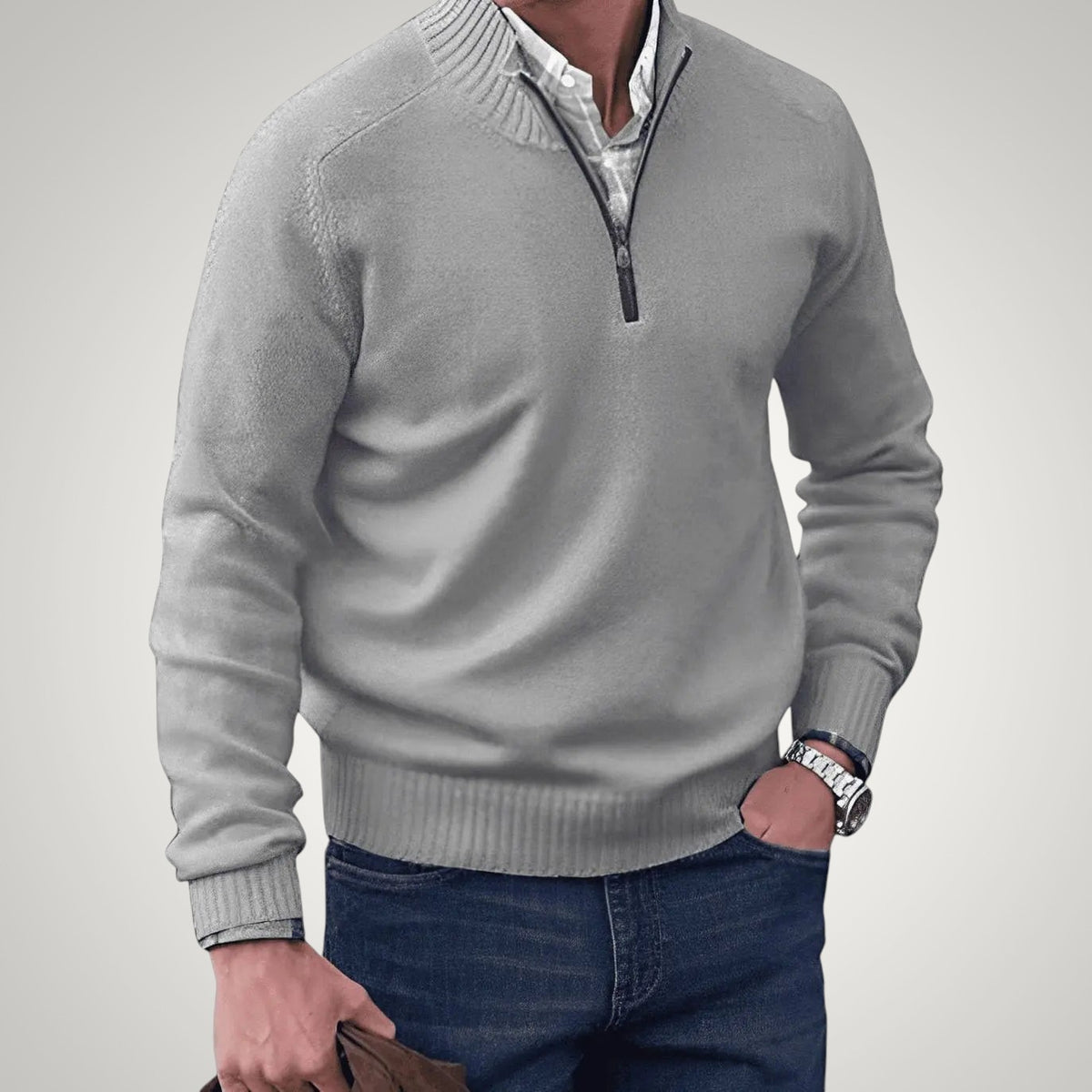 Norman | Men's Ribbed Collar Quarter-Zip Jumper