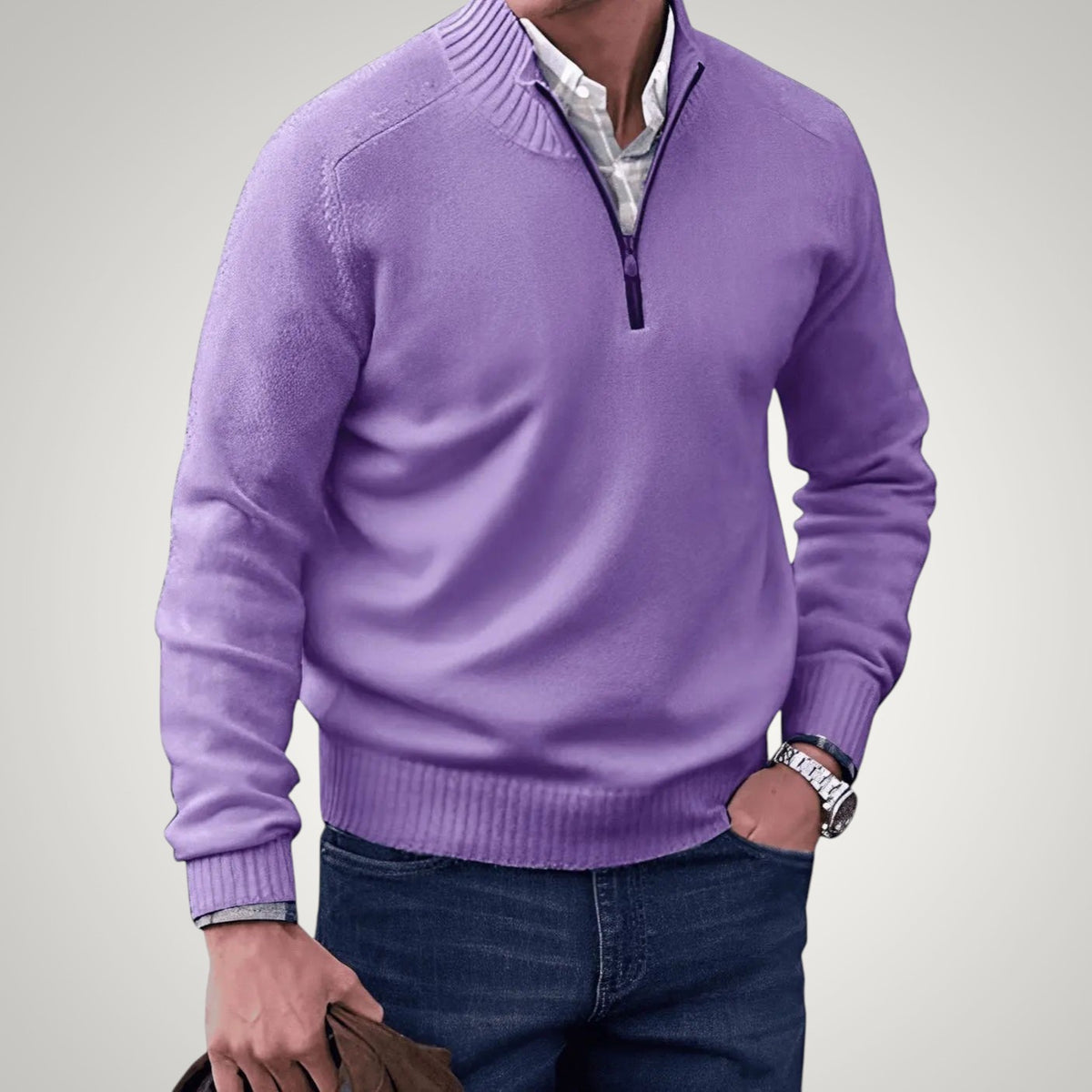 Norman | Men's Ribbed Collar Quarter-Zip Jumper