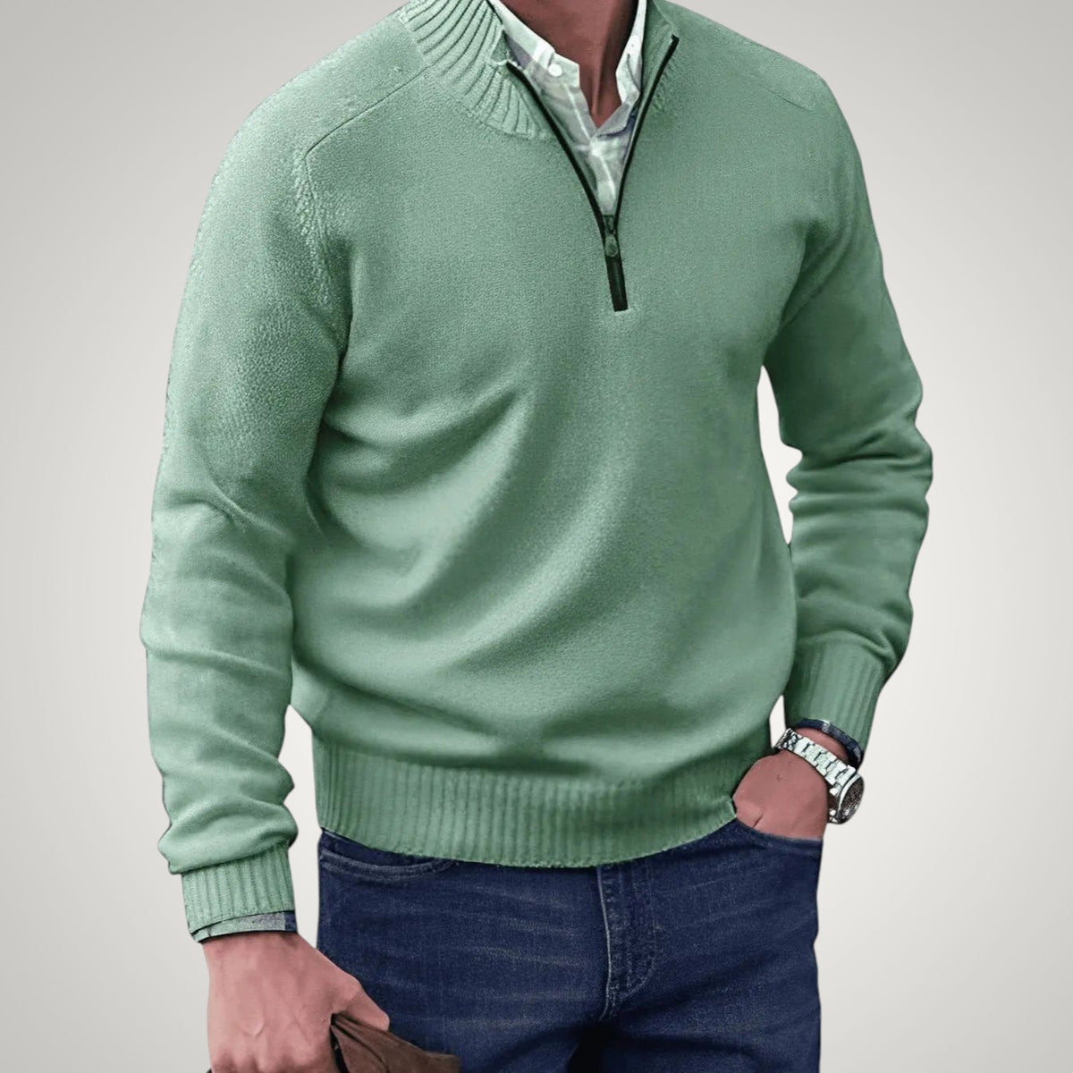 Norman | Men's Ribbed Collar Quarter-Zip Jumper