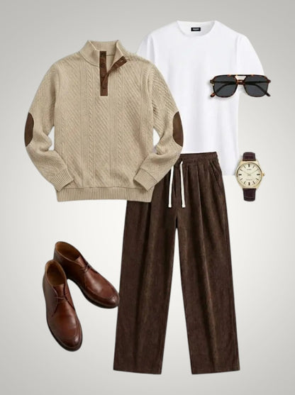 Thomas | Men's Button Cable Knit Sweater