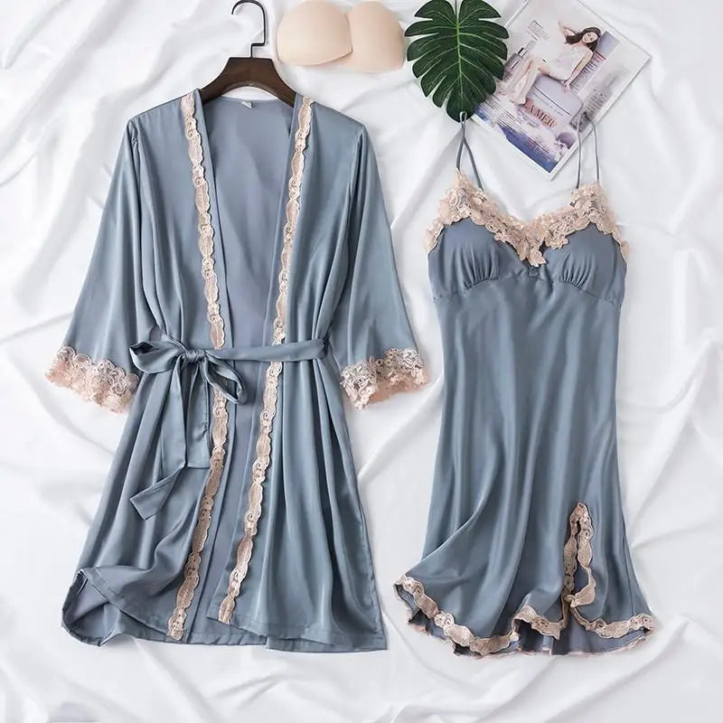 Penny | Women's Lace-Trimmed Satin Desire Nightwear Set
