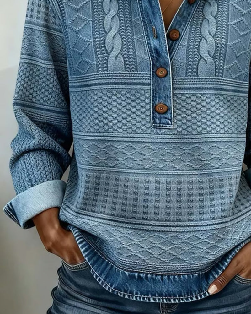 Penny | Women's Textured Cable-Knit Button Pullover