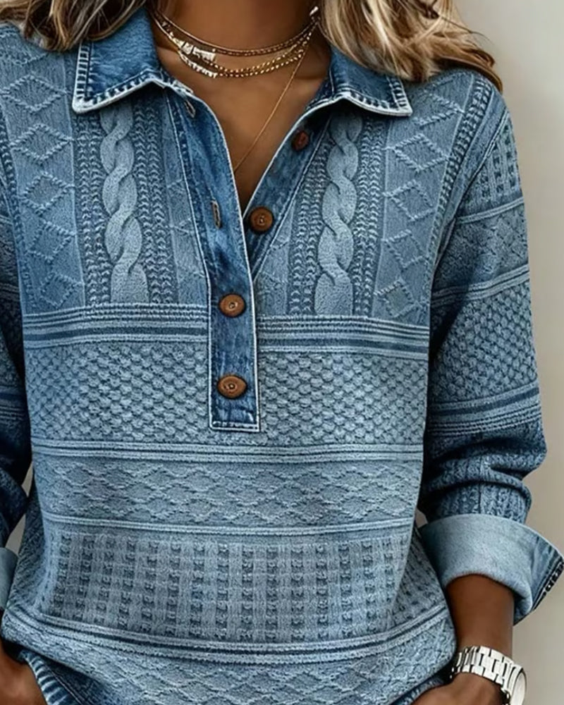 Penny | Women's Textured Cable-Knit Button Pullover