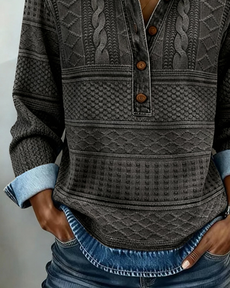 Penny | Women's Textured Cable-Knit Button Pullover