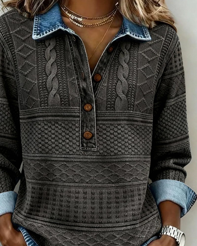 Penny | Women's Textured Cable-Knit Button Pullover