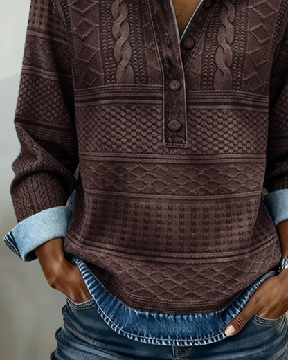 Penny | Women's Textured Cable-Knit Button Pullover
