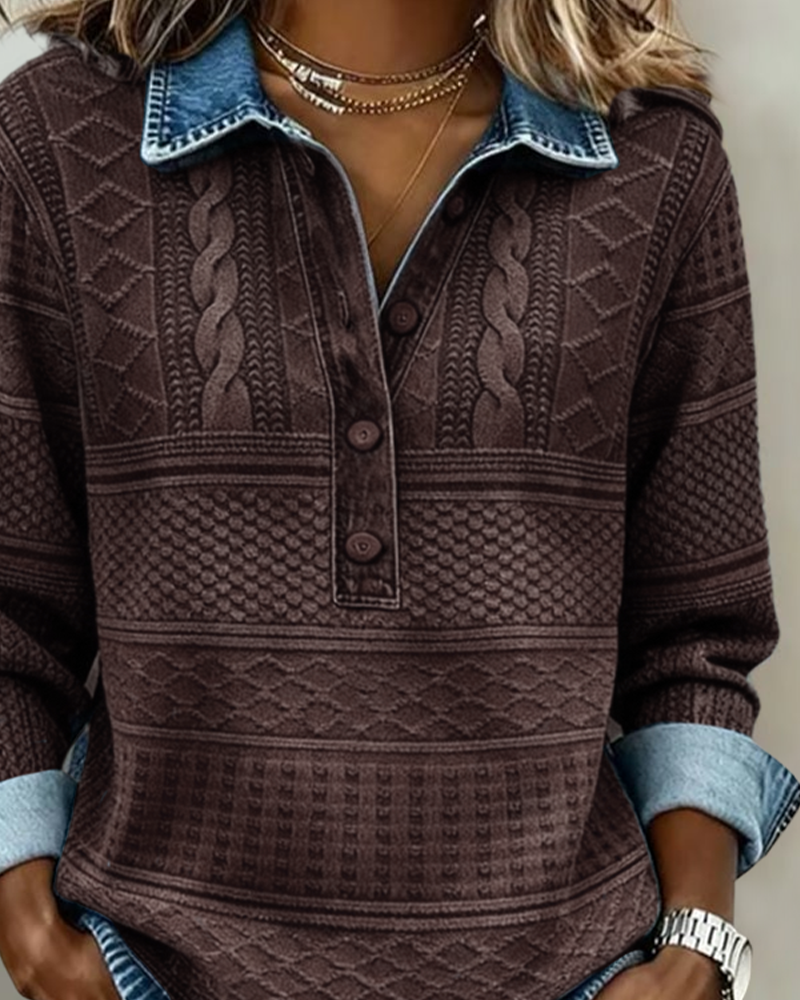 Penny | Women's Textured Cable-Knit Button Pullover