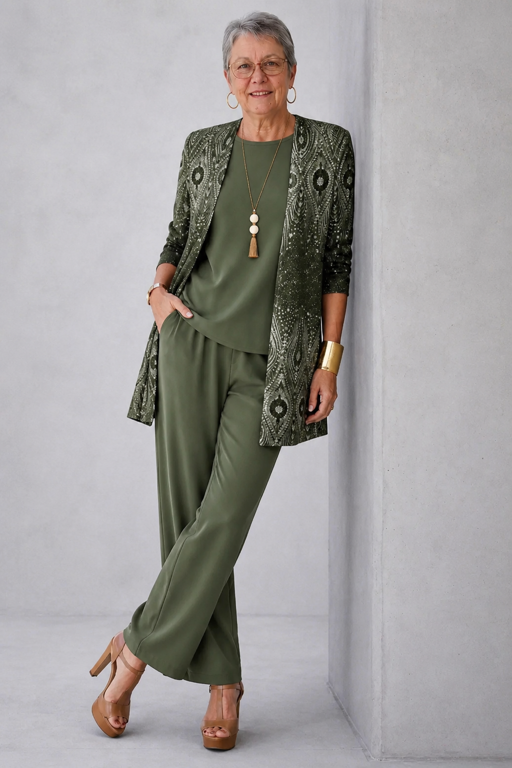 Portia | Women's Embellished Open-Front Three-Piece Set