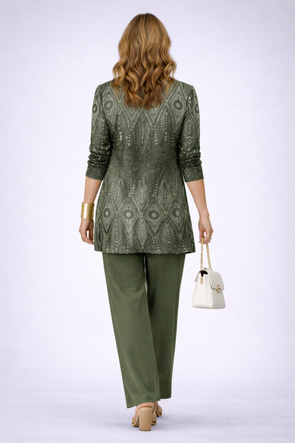 Portia | Women's Embellished Open-Front Three-Piece Set