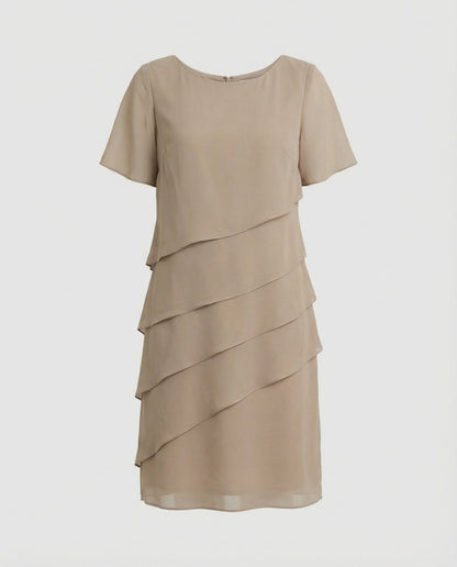Clara | Women's Layered Short Sleeve Knee-Length Dress