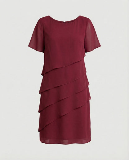 Clara | Women's Layered Short Sleeve Knee-Length Dress
