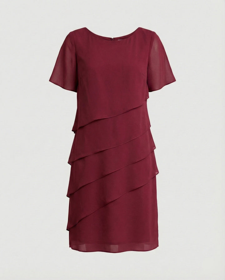 Clara | Women's Layered Short Sleeve Knee-Length Dress