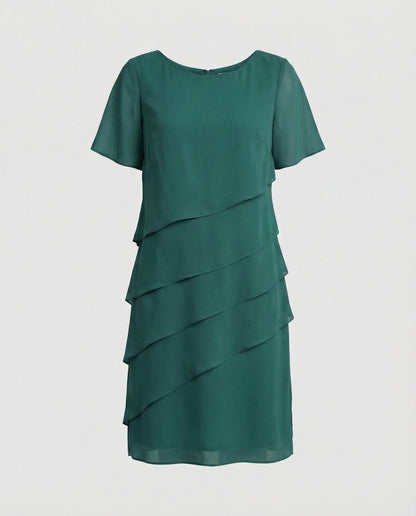 Clara | Women's Layered Short Sleeve Knee-Length Dress