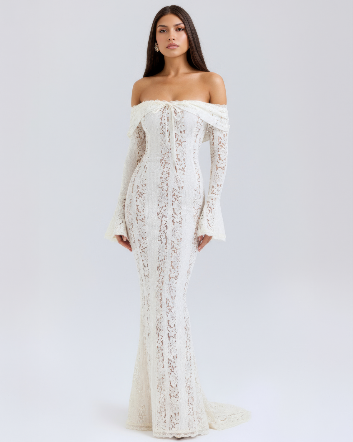 Rachel | Women's Lace Off-Shoulder Maxi Wedding Guest Dress
