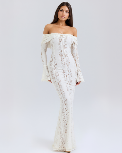Rachel | Women's Lace Off-Shoulder Maxi Wedding Guest Dress