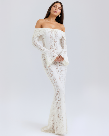 Rachel | Women's Lace Off-Shoulder Maxi Wedding Guest Dress