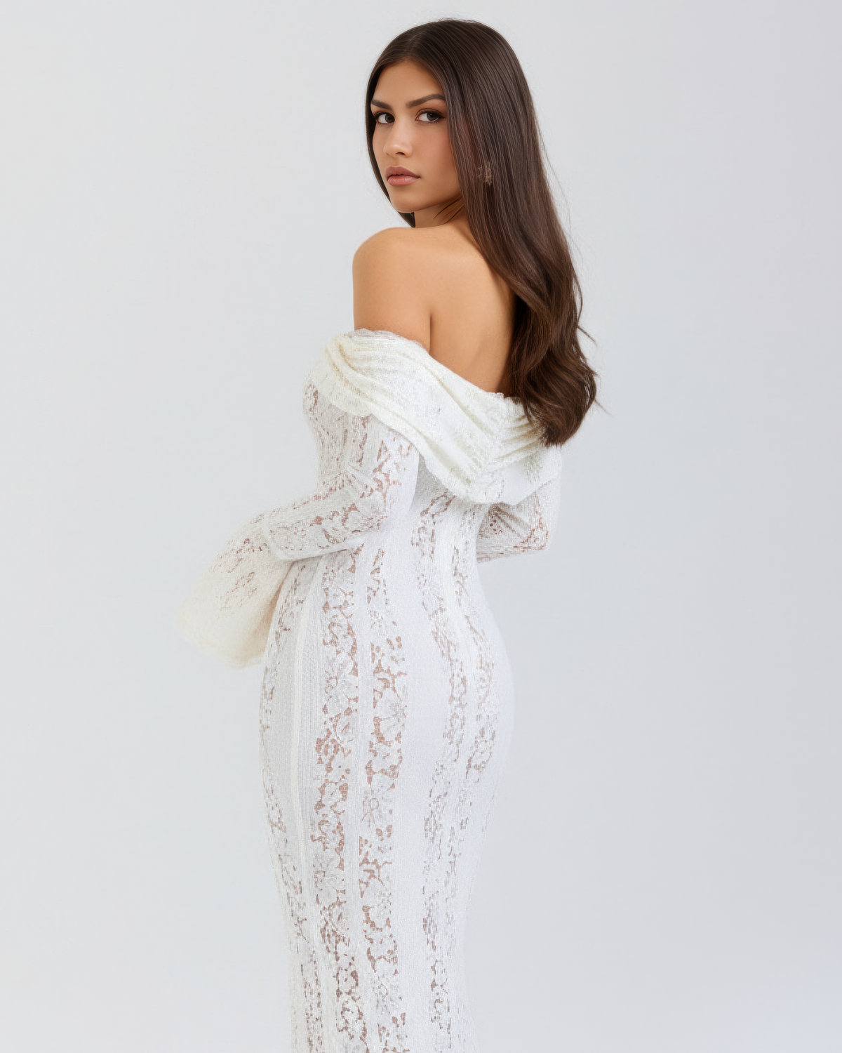 Rachel | Women's Lace Off-Shoulder Maxi Wedding Guest Dress