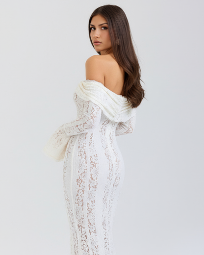 Rachel | Women's Lace Off-Shoulder Maxi Wedding Guest Dress