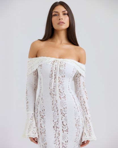 Rachel | Women's Lace Off-Shoulder Maxi Wedding Guest Dress
