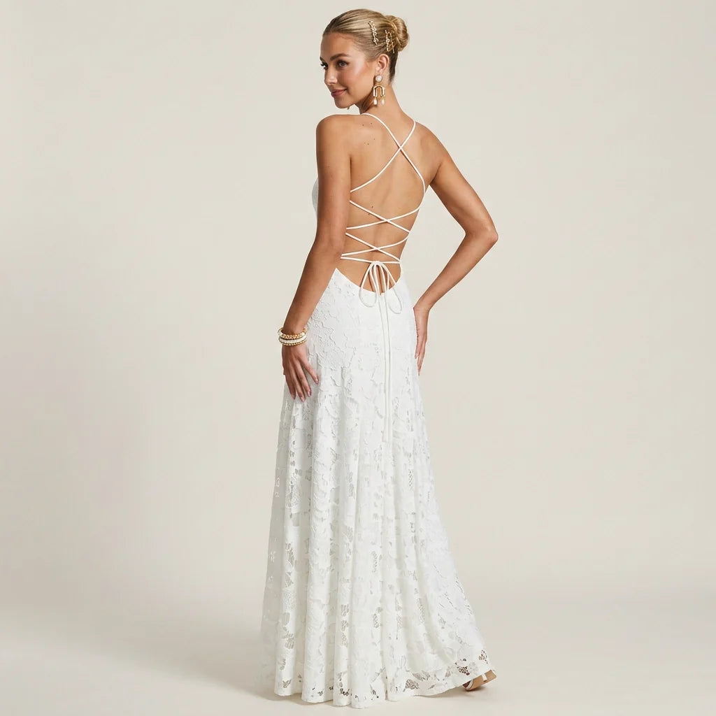 Rachel | Women's Romantic Lace-Up Maxi Dress