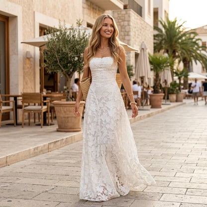 Rachel | Women's Romantic Lace-Up Maxi Dress