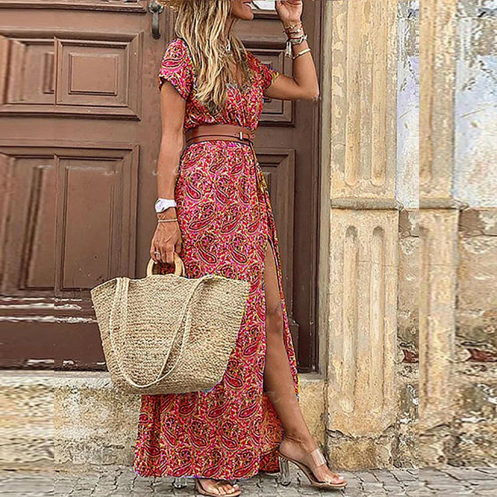 Isabelle | Women's Boho Belted Maxi Dress