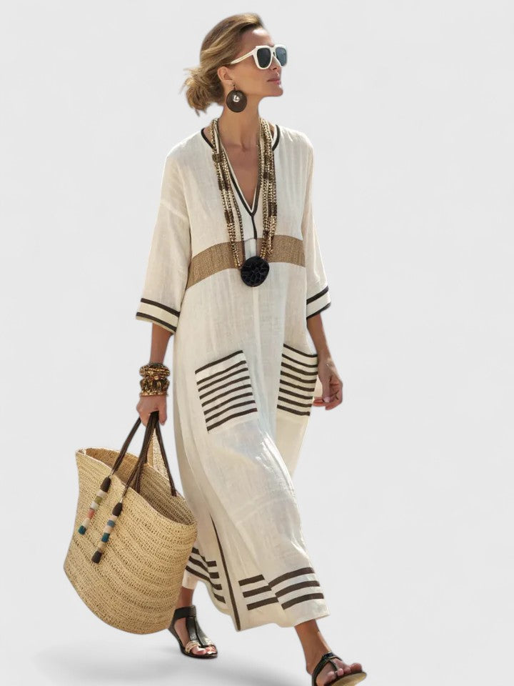 Rosie | Women's Oversized Striped Kaftan Dress with Pockets