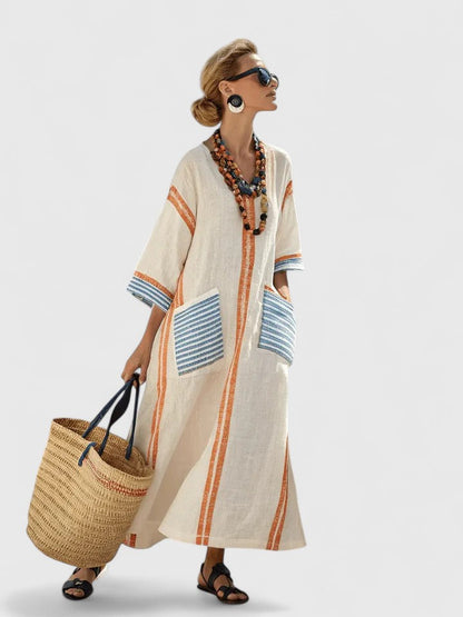 Rosie | Women's Oversized Striped Kaftan Dress with Pockets