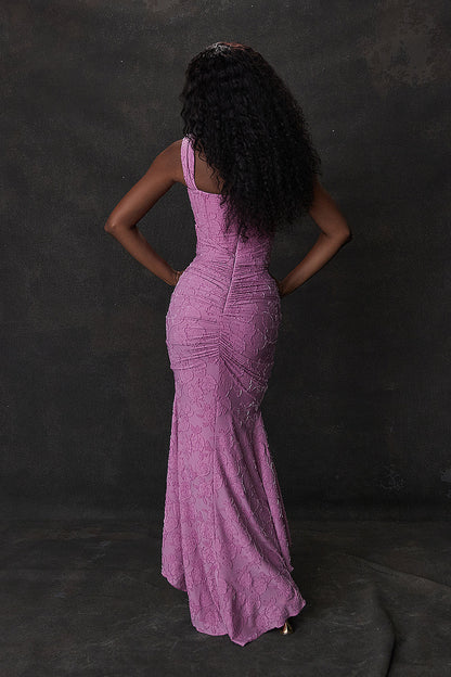 Sandra | Women's Ruched Asymmetrical Wedding Guest Maxi Dress
