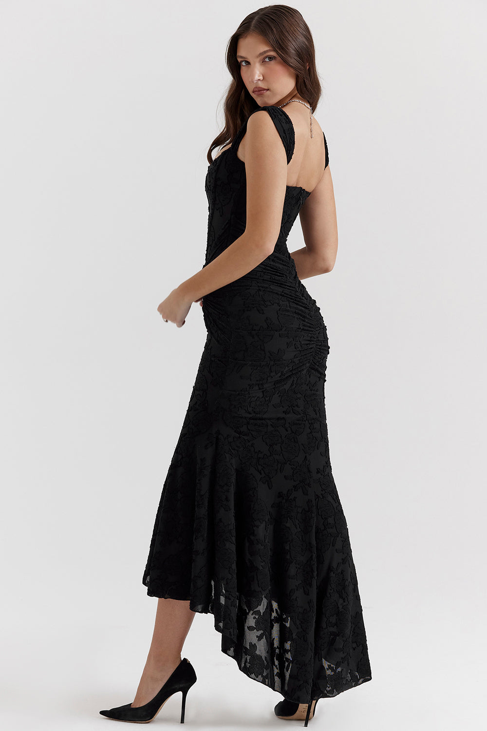 Sandra | Women's Ruched Asymmetrical Wedding Guest Maxi Dress