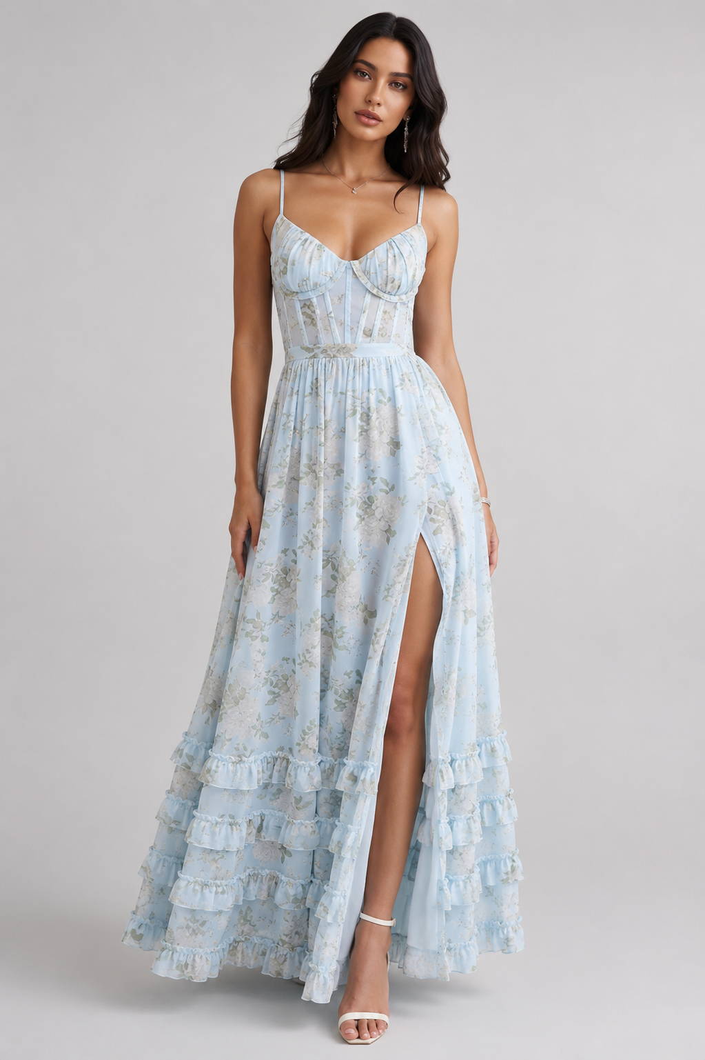 Sophia | Women's Romantic Floral Maxi Dress with Side Slit