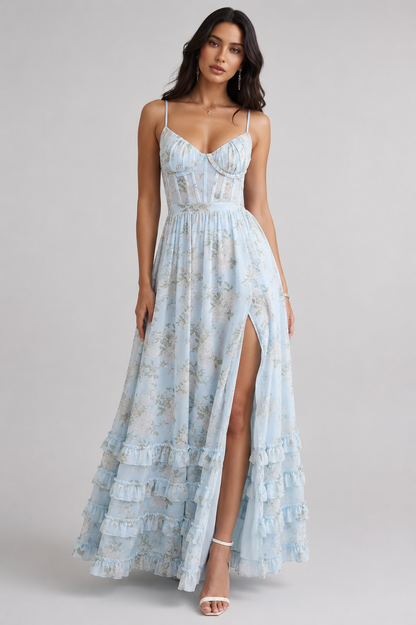 Sophia | Women's Romantic Floral Maxi Dress with Side Slit