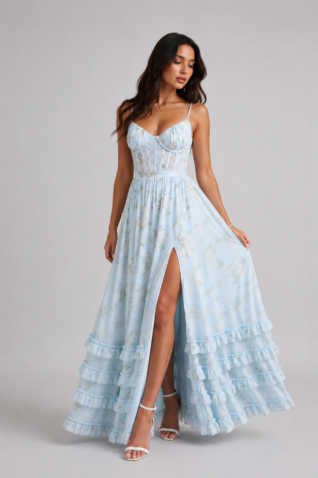 Sophia | Women's Romantic Floral Maxi Dress with Side Slit