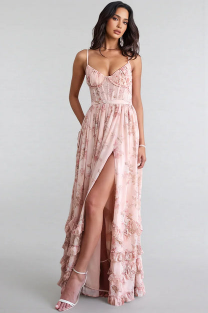 Sophia | Women's Romantic Floral Maxi Dress with Side Slit