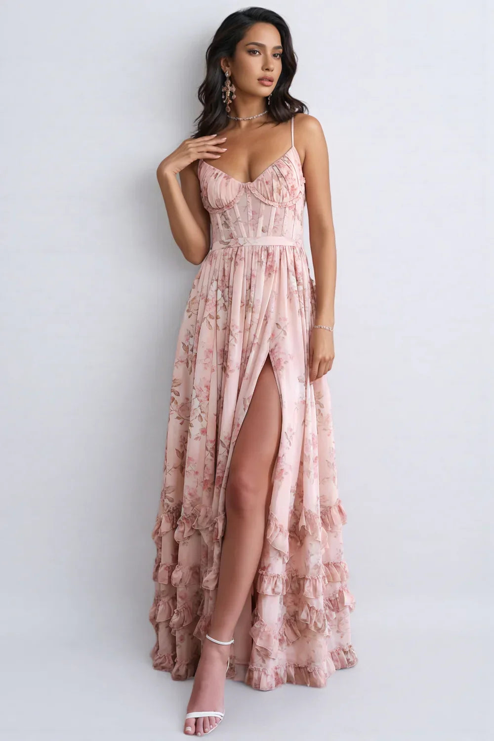 Sophia | Women's Romantic Floral Maxi Dress with Side Slit