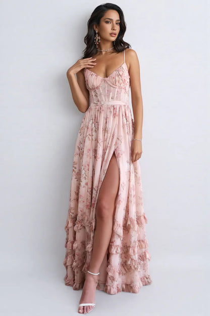 Sophia | Women's Romantic Floral Maxi Dress with Side Slit