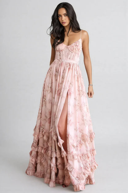 Sophia | Women's Romantic Floral Maxi Dress with Side Slit