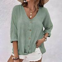 Sophie | Women's V-Neck Button Front Casual Everyday Blouse