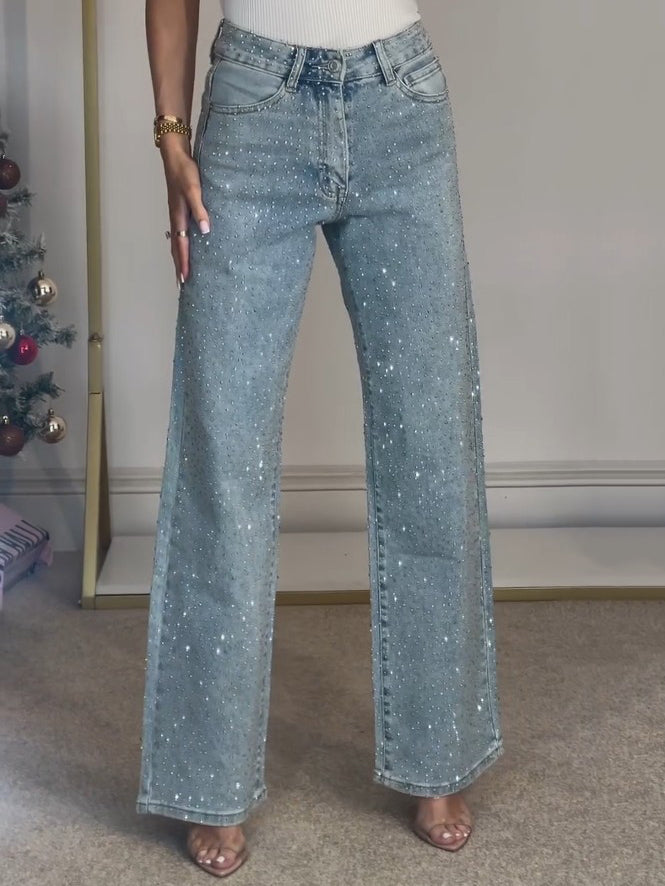 Summer | Women's Sparkly Wide-Leg Glitter Jeans