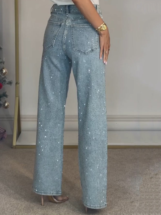 Summer | Women's Sparkly Wide-Leg Glitter Jeans