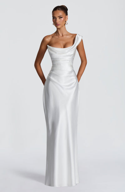 Angela | Women's One Shoulder Satin Evening Dress