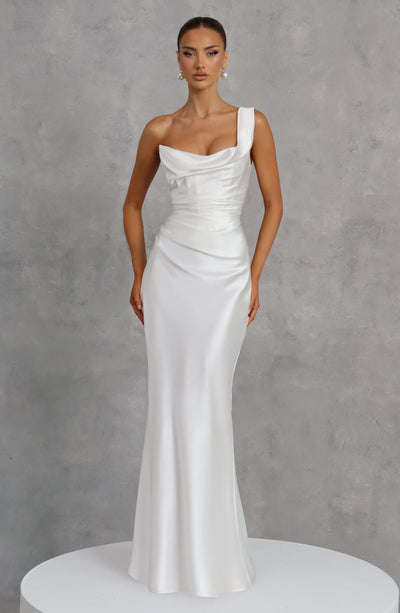 Angela | Women's One Shoulder Satin Evening Dress