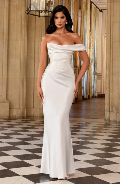 Angela | Women's One Shoulder Satin Evening Dress